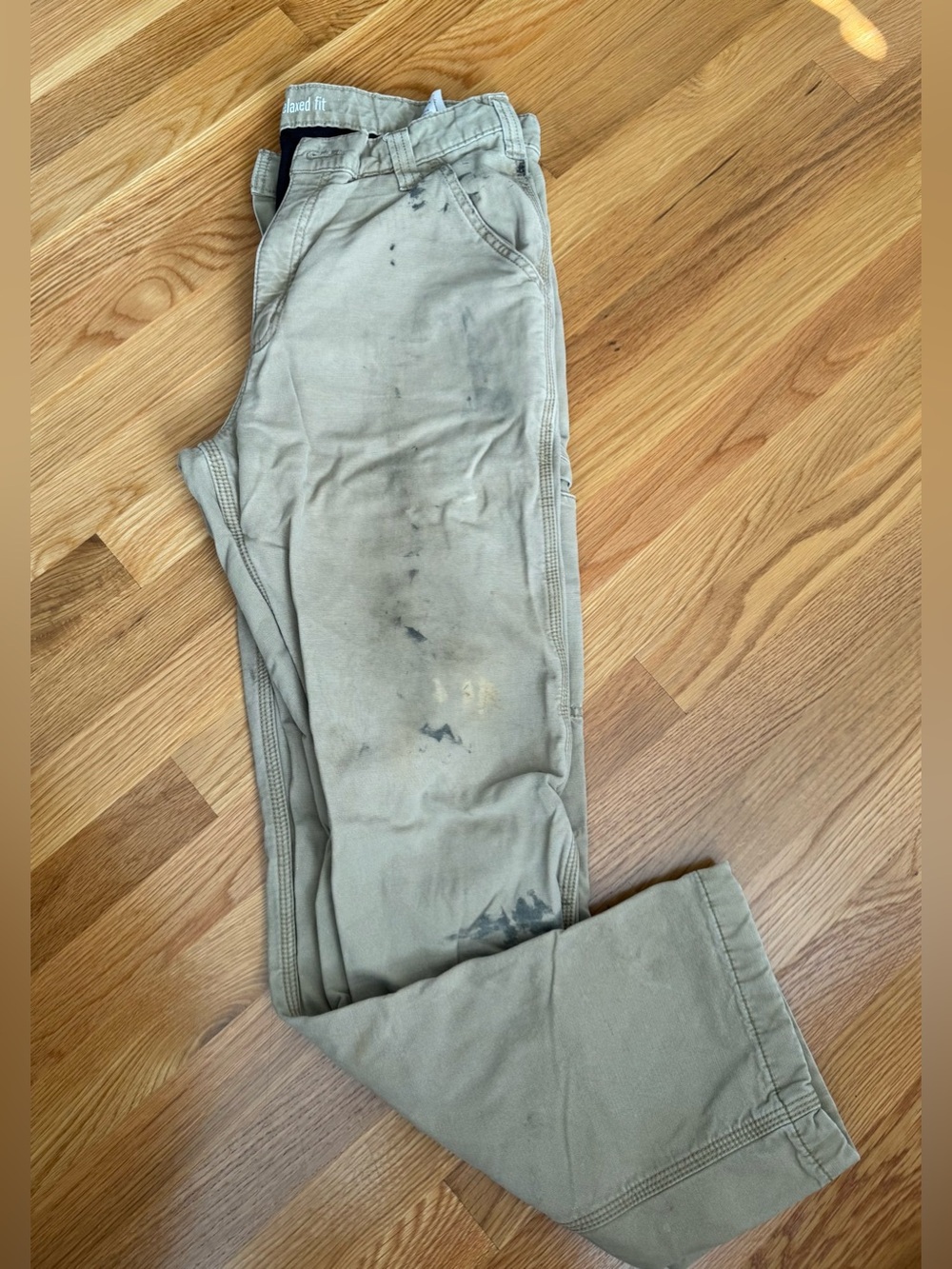 Men's Khaki Lined Work Pants - Casual Straight Fit
